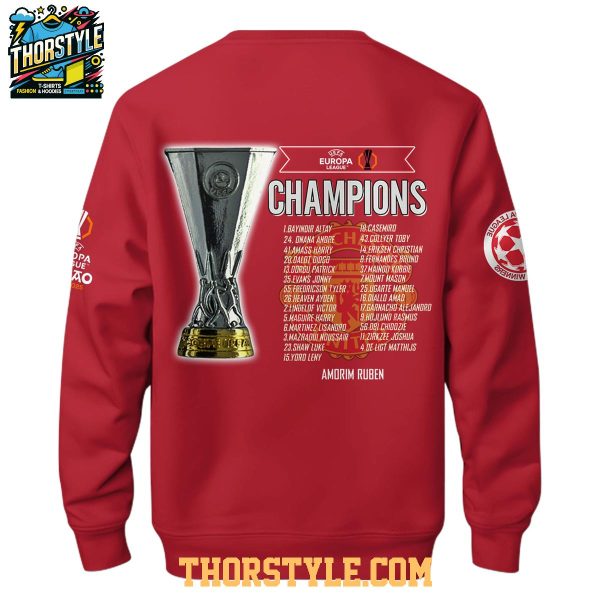 Manchester United Champions Europa League 2024-25 Red Devils Hoodie T-Shirt