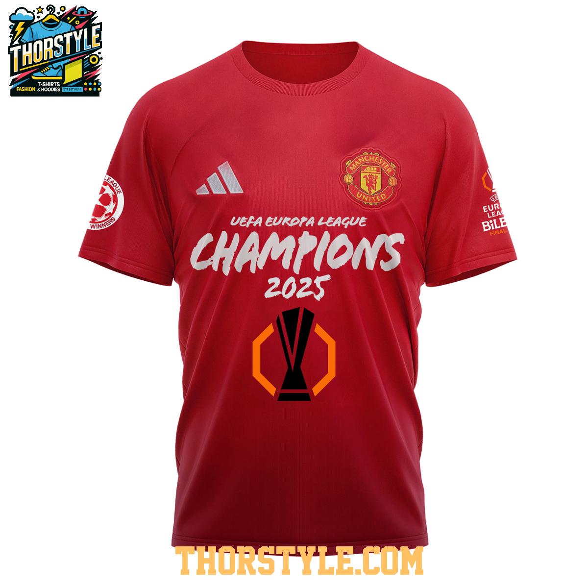 Manchester United Champions Europa League 2024-25 Red Devils Hoodie T-Shirt Manchester United Champions Europa League 2024-25 Red Devils Hoodie T-Shirt