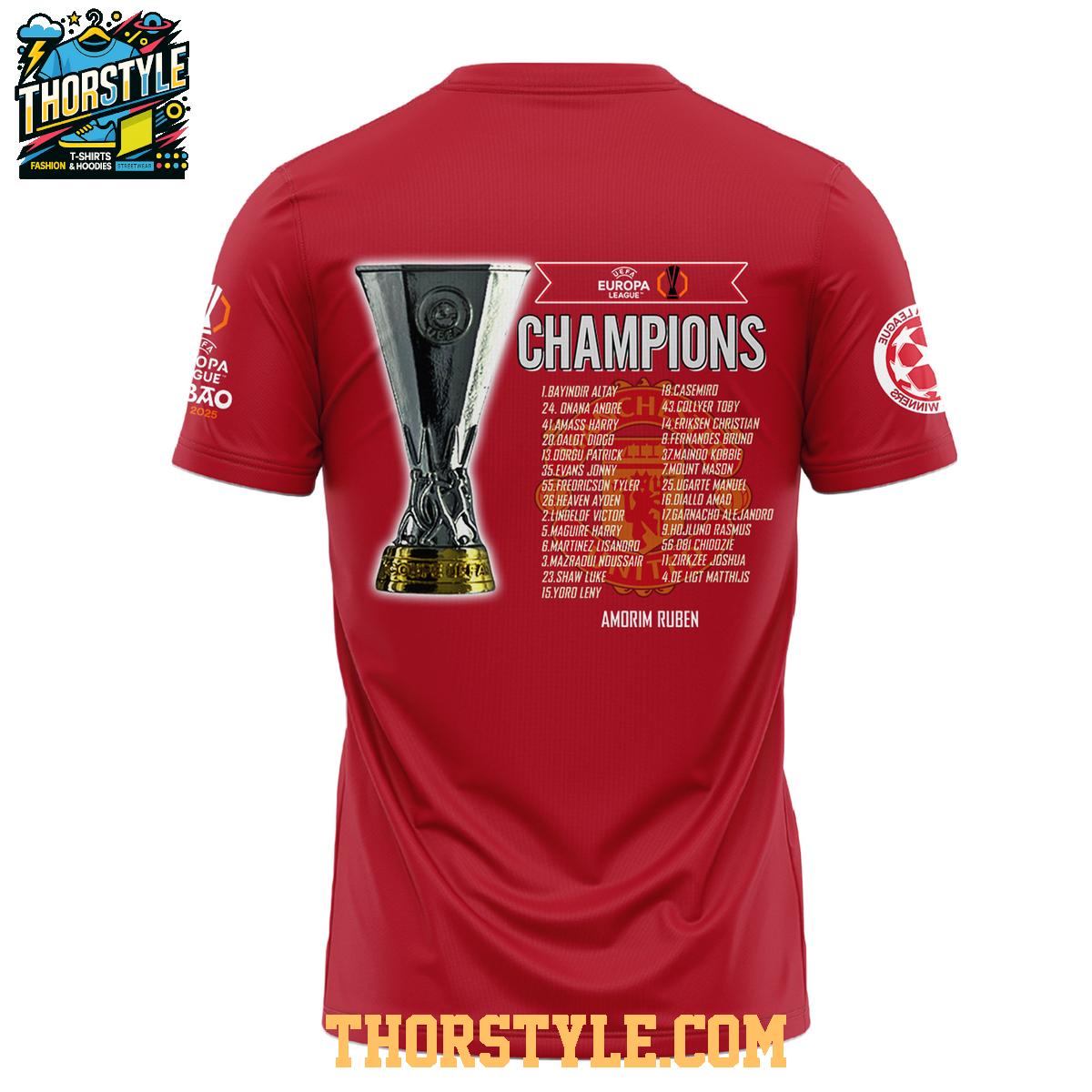 Manchester United Champions Europa League 2024-25 Red Devils Hoodie T-Shirt Manchester United Champions Europa League 2024-25 Red Devils Hoodie T-Shirt