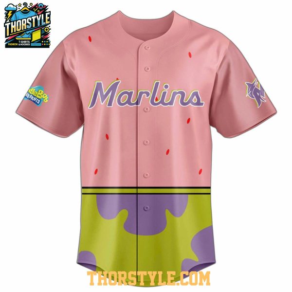 Miami Marlins 2025 SpongeBob Patrick Star Personalized Baseball Jersey