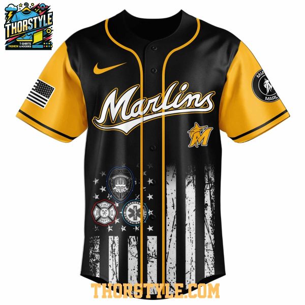 Miami Marlins MLB Fire Dept Honor 2025 First Responders Night Baseball Jersey