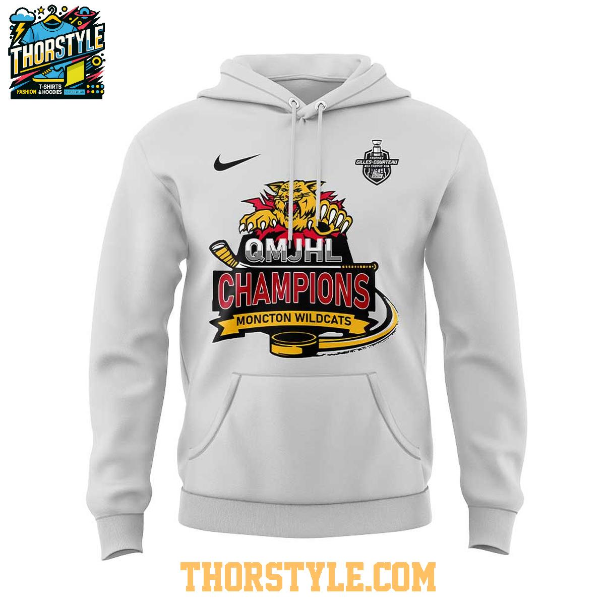 Moncton Wildcats QMJHL Champions 2025 Team Hoodie T-Shirt Moncton Wildcats QMJHL Champions 2025 Team Hoodie T-Shirt