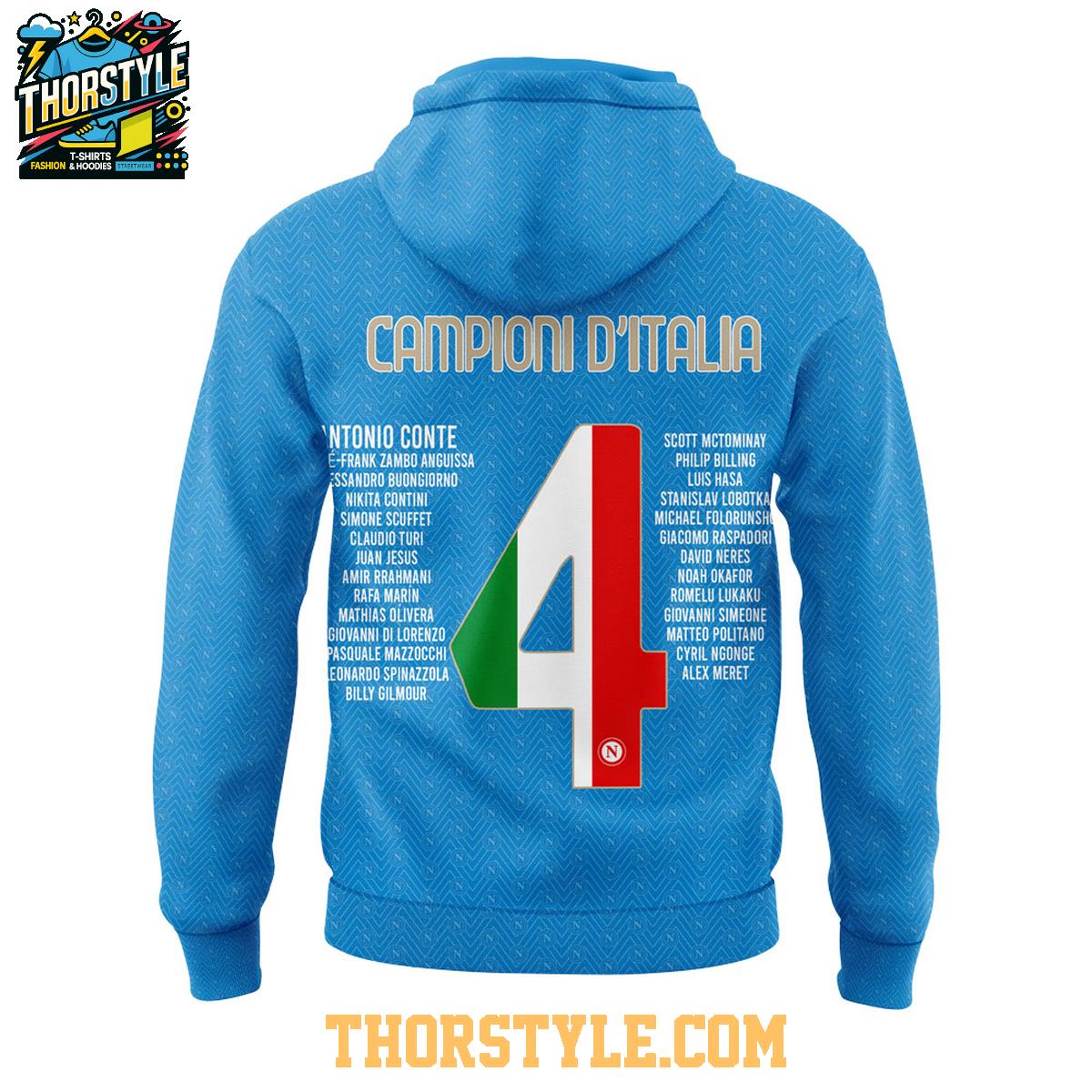 Napoli Campioni d’Italia Viva La Champions 2024-2025 Hoodie T-Shirt Napoli Campioni d’Italia Viva La Champions 2024-2025 Hoodie T-Shirt