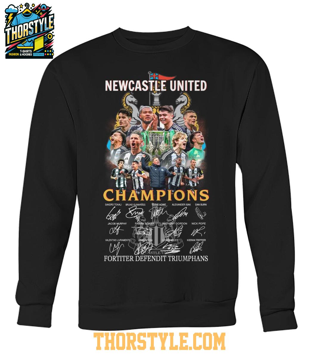 Newcastle United Fortiter Dependit Triumphans Champions 2025 Tshirt Newcastle United Fortiter Dependit Triumphans Champions 2025 Tshirt