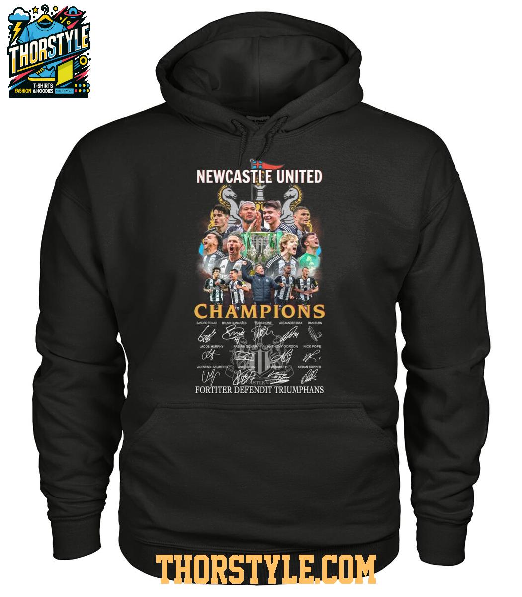 Newcastle United Fortiter Dependit Triumphans Champions 2025 Tshirt Newcastle United Fortiter Dependit Triumphans Champions 2025 Tshirt