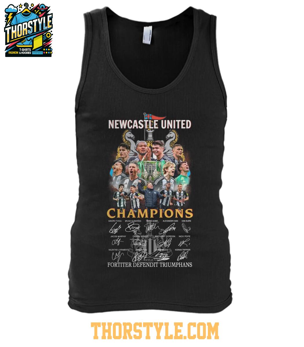 Newcastle United Fortiter Dependit Triumphans Champions 2025 Tshirt Newcastle United Fortiter Dependit Triumphans Champions 2025 Tshirt