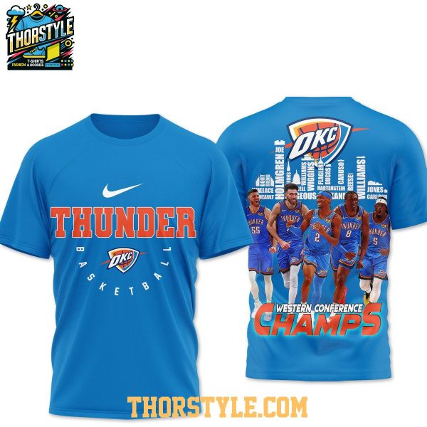 Oklahoma City Thunder 2025 Western Conference Champions Skyline Hoodie T-Shirt