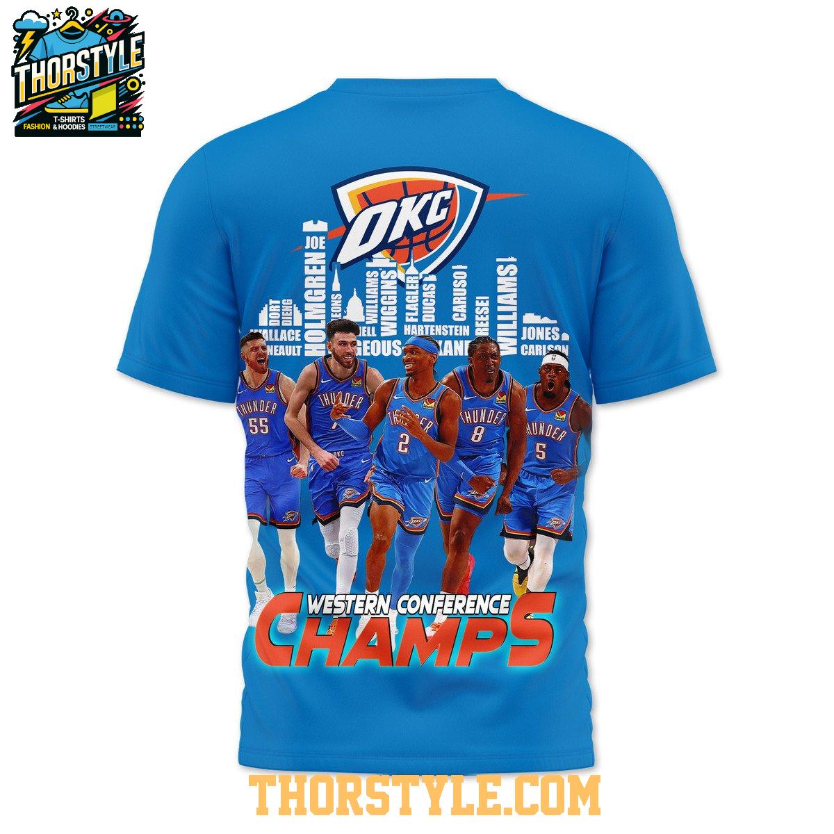 Oklahoma City Thunder 2025 Western Conference Champions Skyline Hoodie T-Shirt Oklahoma City Thunder 2025 Western Conference Champions Skyline Hoodie T-Shirt