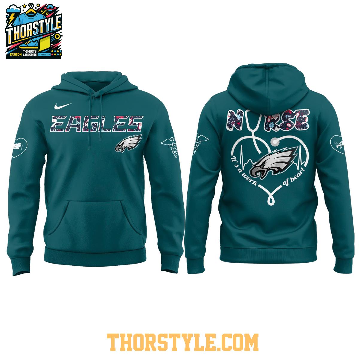 Philadelphia Eagles Night Nurses Appreciation Work Of Heart 2025 Hoodie T-Shirt Philadelphia Eagles Night Nurses Appreciation Work Of Heart 2025 Hoodie T-Shirt