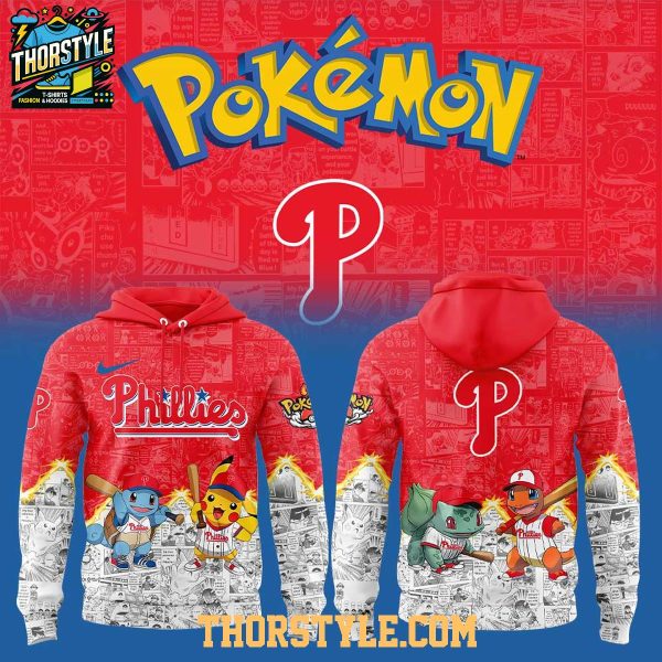 Philadelphia Phillies 2025 Pokémon Pikachu Bulbasaur Charmander Squirtle Hoodie T-Shirt