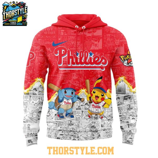 Philadelphia Phillies 2025 Pokémon Pikachu Bulbasaur Charmander Squirtle Hoodie T-Shirt