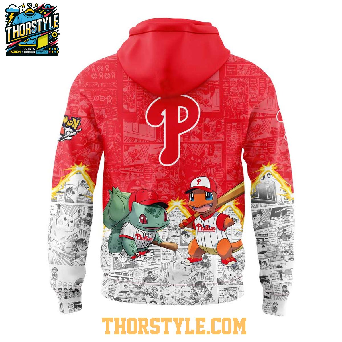 Philadelphia Phillies 2025 Pokémon Pikachu Bulbasaur Charmander Squirtle Hoodie T-Shirt Philadelphia Phillies 2025 Pokémon Pikachu Bulbasaur Charmander Squirtle Hoodie T-Shirt