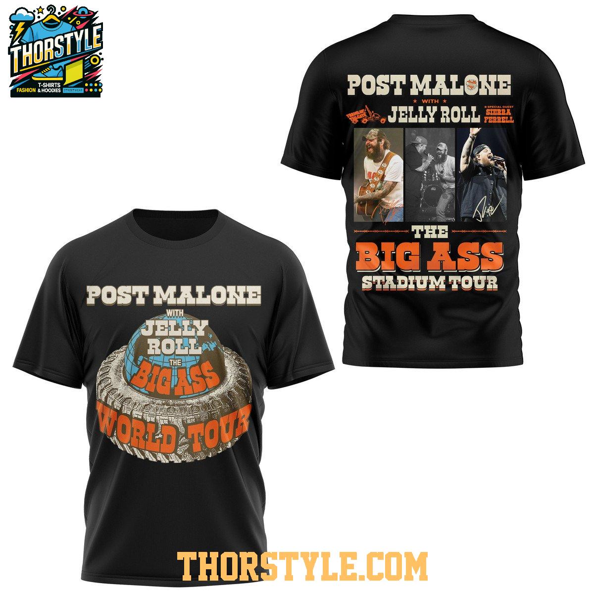 Post Malone And Jelly Roll 2025 Ready For The Big Ass Stadium Tour Hoodie T-Shirt Post Malone And Jelly Roll 2025 Ready For The Big Ass Stadium Tour Hoodie T-Shirt