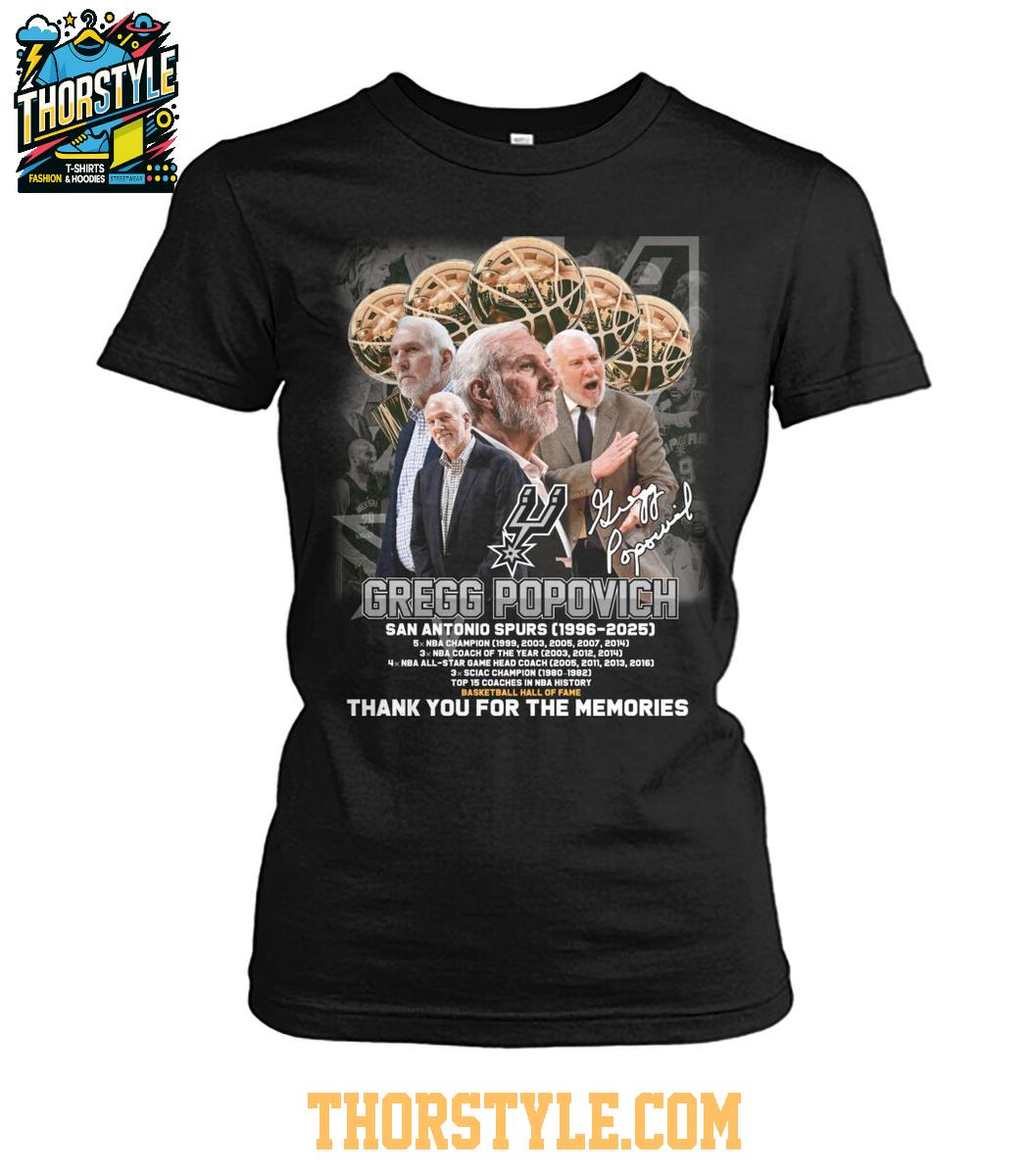 San Antonio Spurs 1996-2025 Gregg Popovich Thank You For The Memories Tshirt San Antonio Spurs 1996-2025 Gregg Popovich Thank You For The Memories Tshirt