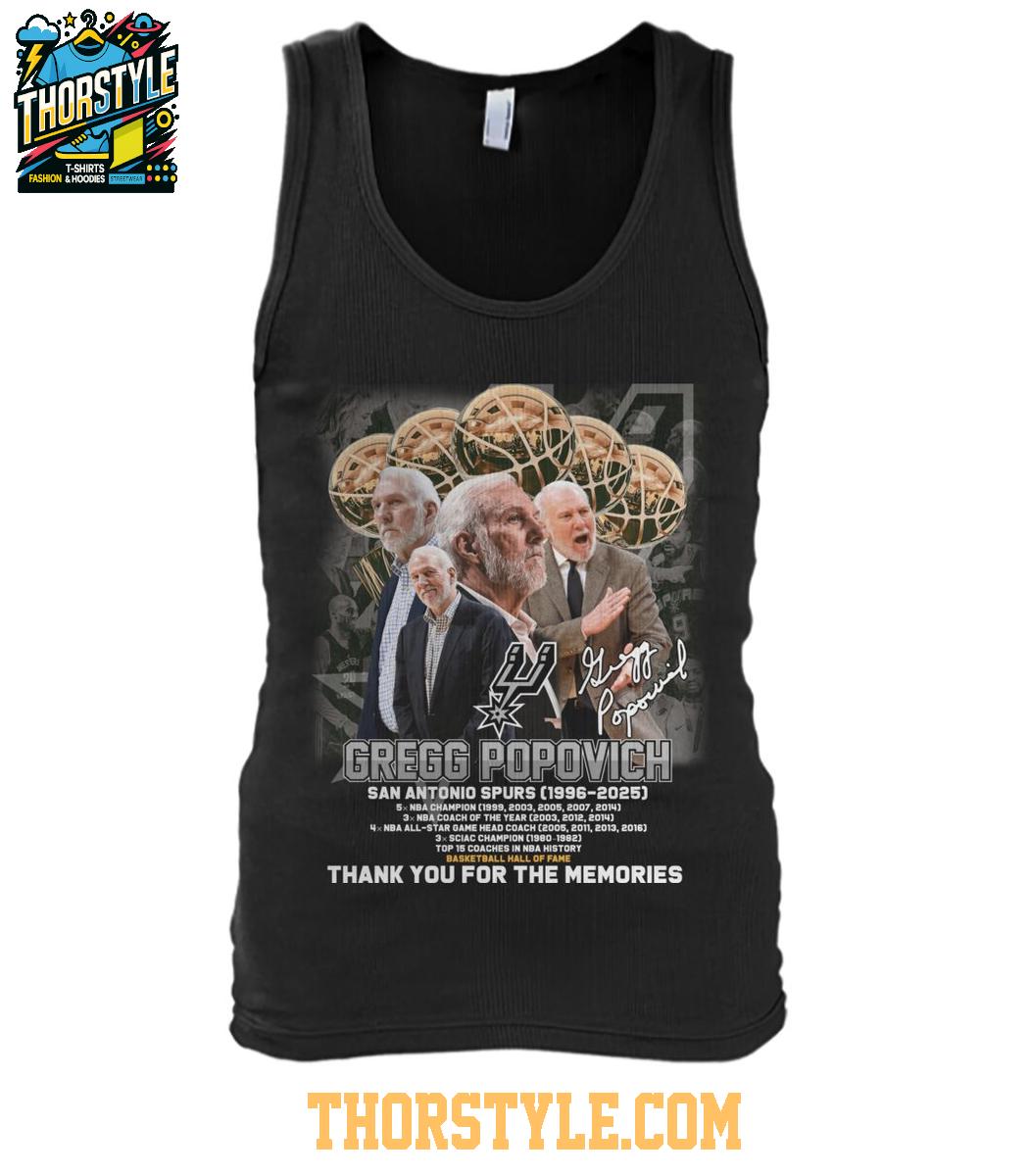 San Antonio Spurs 1996-2025 Gregg Popovich Thank You For The Memories Tshirt San Antonio Spurs 1996-2025 Gregg Popovich Thank You For The Memories Tshirt