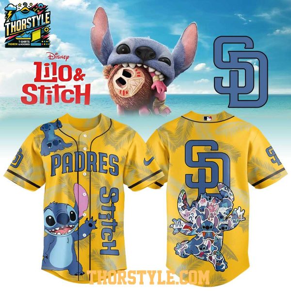 San Diego Padres 2025 Lilo And Stitch Ohana Means Family Baseball Jersey