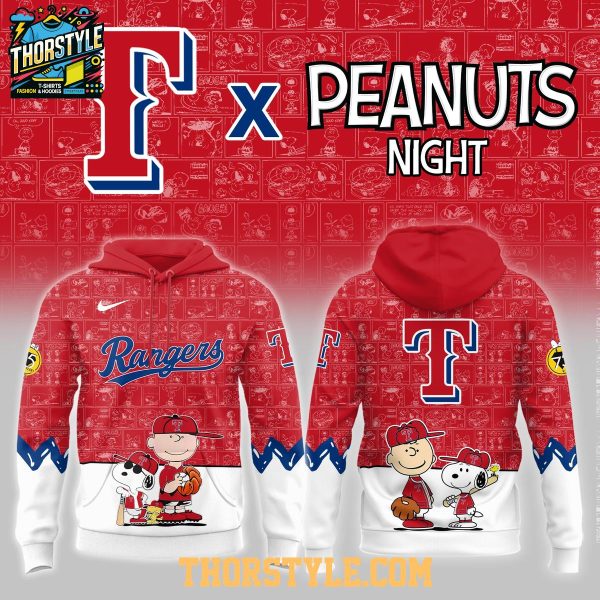 Texas Rangers 2025 Snoopy Happy Peanuts Night Hoodie T-Shirt
