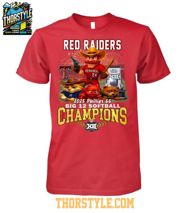 Texas Tech Red Raiders 2025 Big 12 Softball Champions Phillips 66 T-Shirt