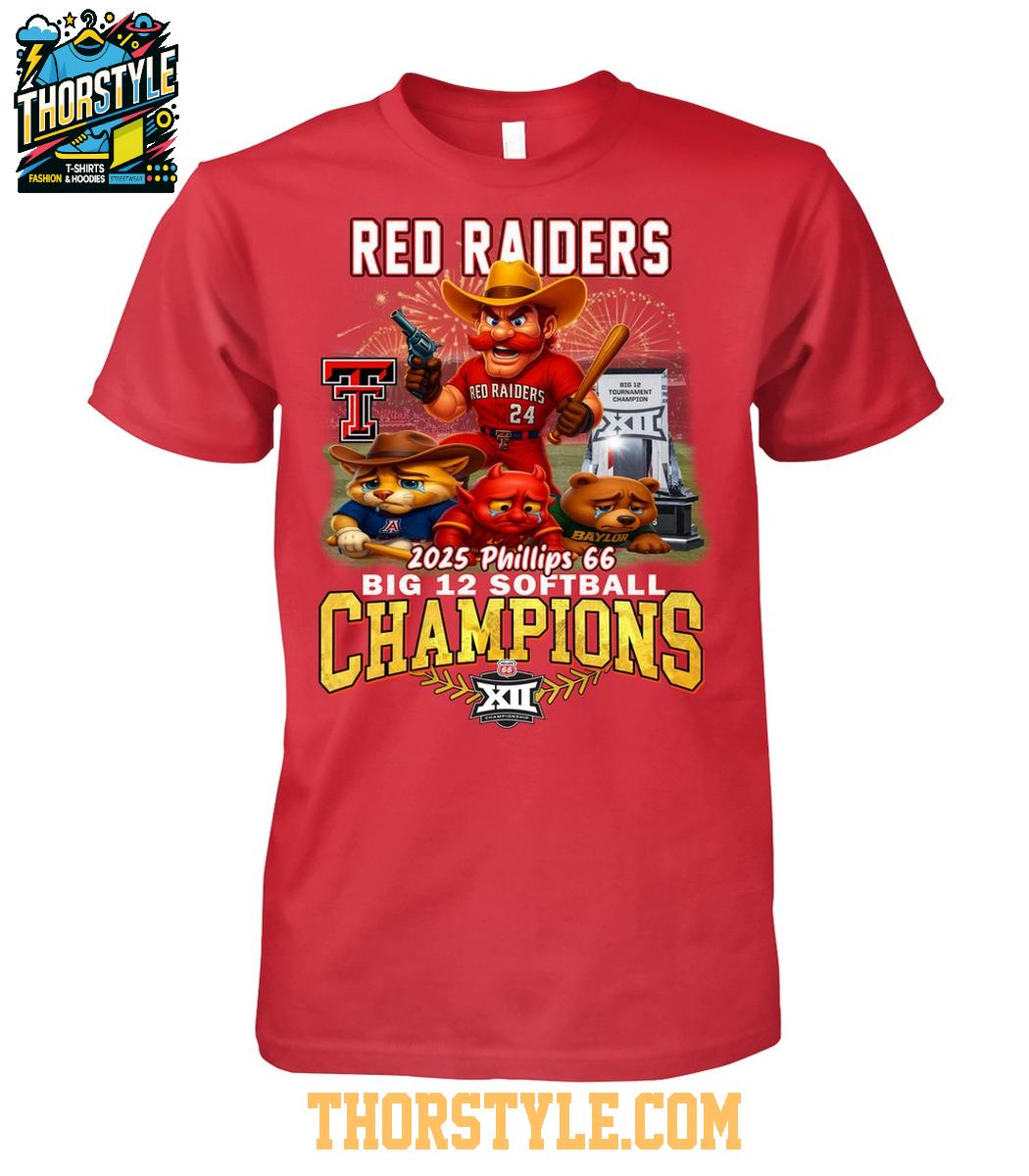 Texas Tech Red Raiders 2025 Big 12 Softball Champions Phillips 66 T-Shirt