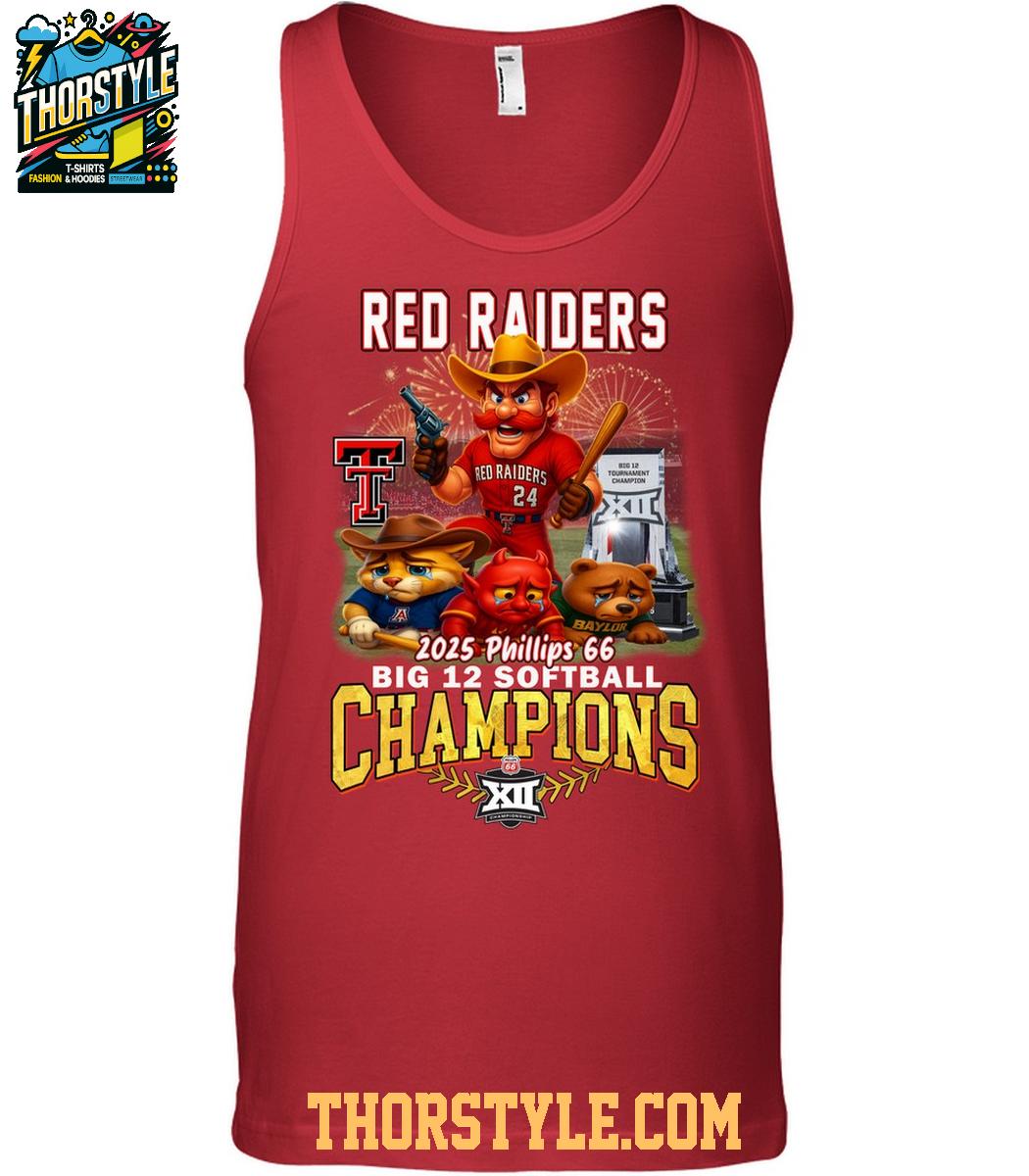 Texas Tech Red Raiders 2025 Big 12 Softball Champions Phillips 66 T-Shirt Texas Tech Red Raiders 2025 Big 12 Softball Champions Phillips 66 T-Shirt