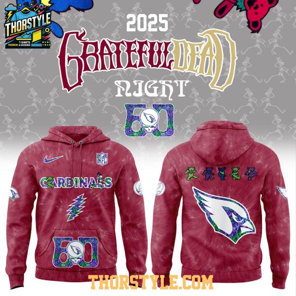 Arizona Cardinals NFL Grateful Dead Grateful 60 Years 2025 Hoodie T-Shirt