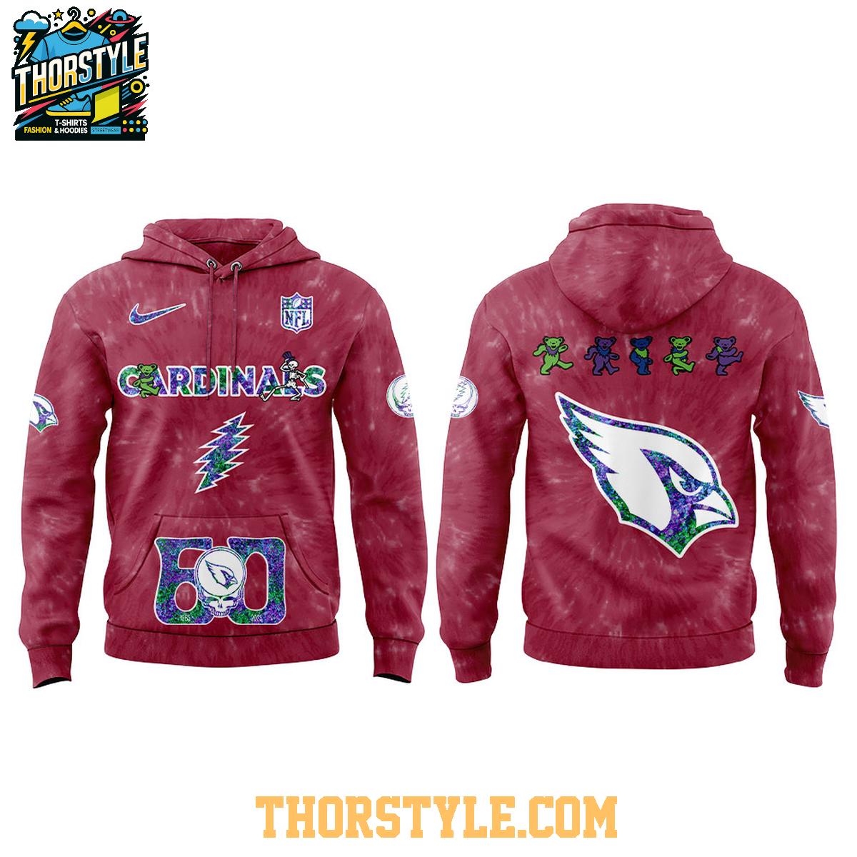 Arizona Cardinals NFL Grateful Dead Grateful 60 Years 2025 Hoodie T-Shirt Arizona Cardinals NFL Grateful Dead Grateful 60 Years 2025 Hoodie T-Shirt