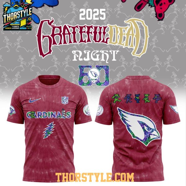 Arizona Cardinals NFL Grateful Dead Grateful 60 Years 2025 Hoodie T-Shirt