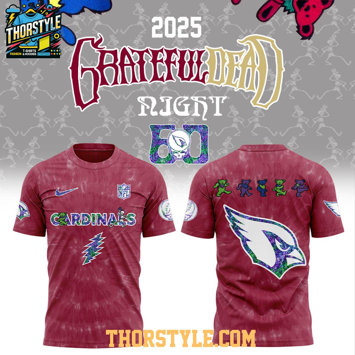 Arizona Cardinals NFL Grateful Dead Grateful 60 Years 2025 Hoodie T-Shirt Arizona Cardinals NFL Grateful Dead Grateful 60 Years 2025 Hoodie T-Shirt
