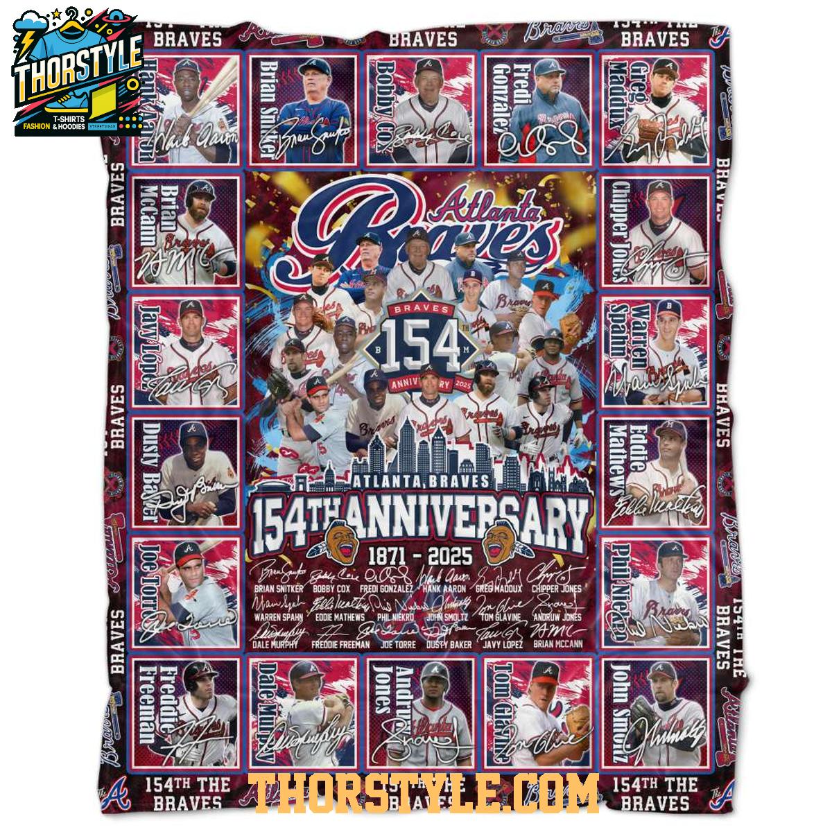 Atlanta Braves 154th Anniversary 1871-2025 Fleece Blanket Quilt Atlanta Braves 154th Anniversary 1871-2025 Fleece Blanket Quilt