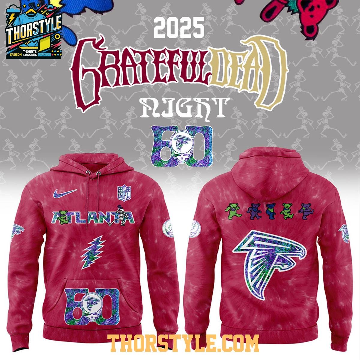 Atlanta Falcons NFL Grateful Dead Grateful 60 Years 2025 Hoodie T-Shirt Atlanta Falcons NFL Grateful Dead Grateful 60 Years 2025 Hoodie T-Shirt