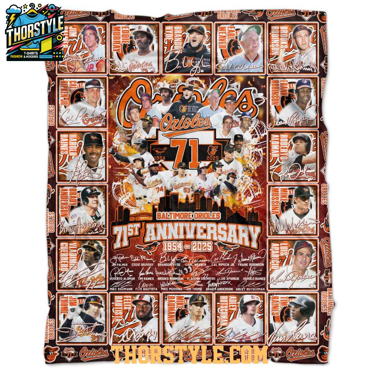 Baltimore Orioles 71st Anniversary 1954-2025 Fleece Blanket Quilt Baltimore Orioles 71st Anniversary 1954-2025 Fleece Blanket Quilt