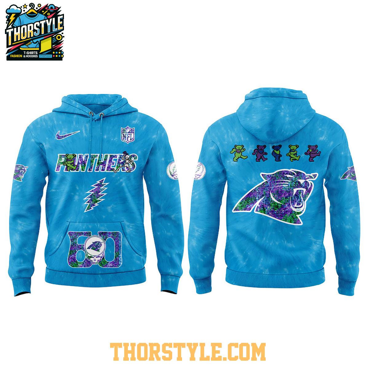 Carolina Panthers NFL Grateful Dead Grateful 60 Years 2025 Hoodie T-Shirt Carolina Panthers NFL Grateful Dead Grateful 60 Years 2025 Hoodie T-Shirt