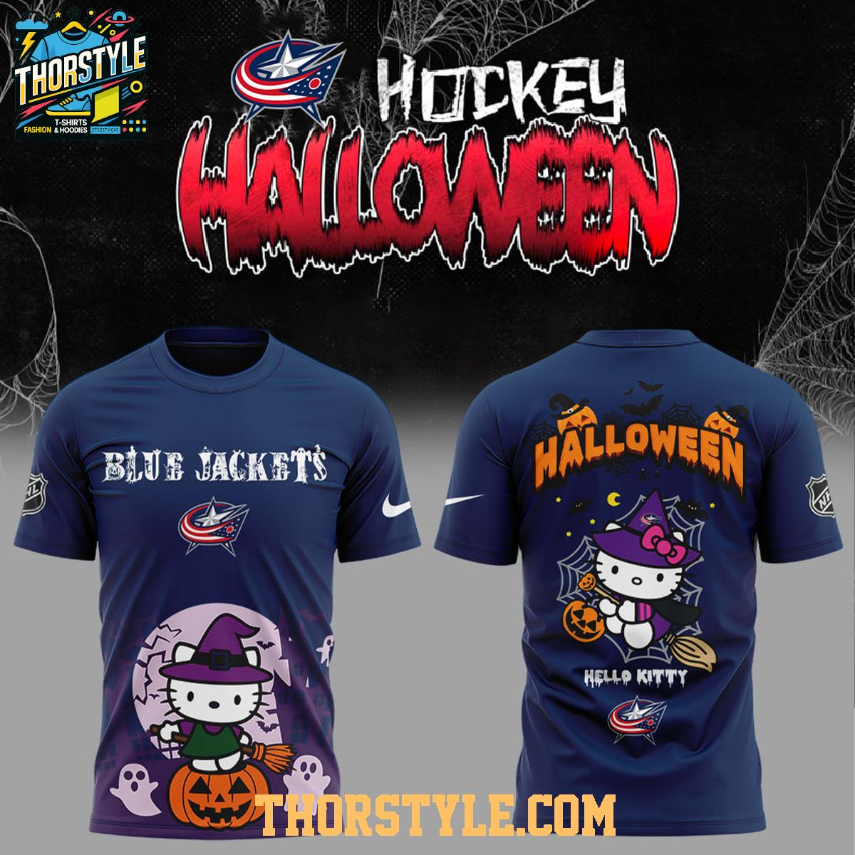 Columbus Blue Jackets Hello Kitty Happy Halloween 2025 Spooky Time Hoodie T-Shirt Columbus Blue Jackets Hello Kitty Happy Halloween 2025 Spooky Time Hoodie T-Shirt