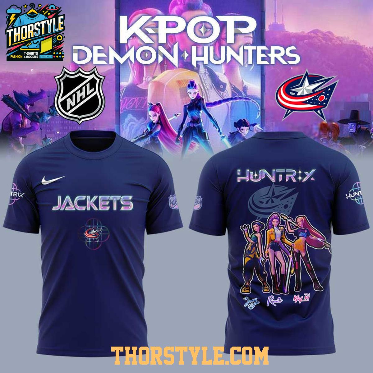 Columbus Blue Jackets KPop Demon Hunters 2025 Takedown Hoodie T-Shirt Columbus Blue Jackets KPop Demon Hunters 2025 Takedown Hoodie T-Shirt
