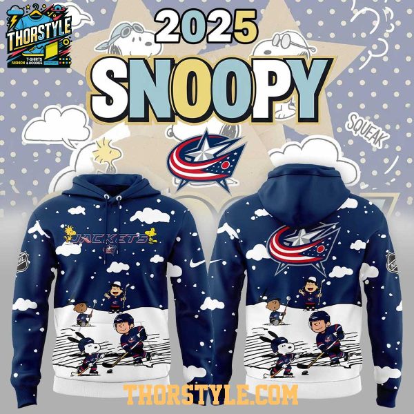 Columbus Blue Jackets Snoopy Playing Hockey With Charlie Browns Friends 2025 Hoodie T-Shirt Columbus Blue Jackets Snoopy Playing Hockey With Charlie Browns Friends 2025 Hoodie T-Shirt