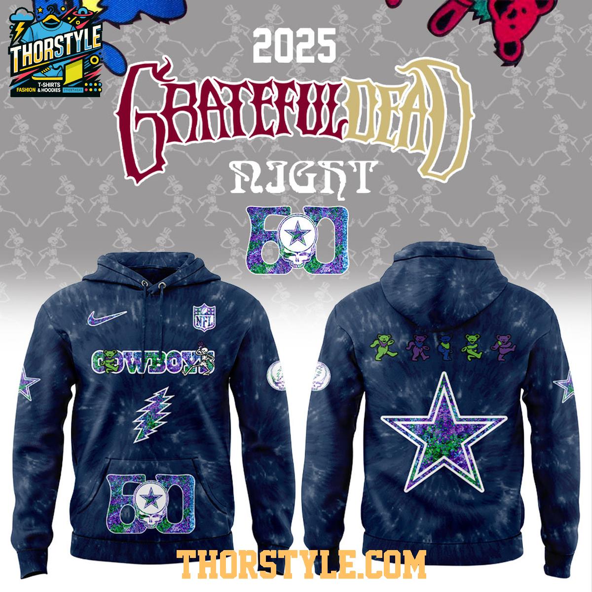 Dallas Cowboys NFL Grateful Dead Grateful 60 Years 2025 Hoodie T-Shirt Dallas Cowboys NFL Grateful Dead Grateful 60 Years 2025 Hoodie T-Shirt