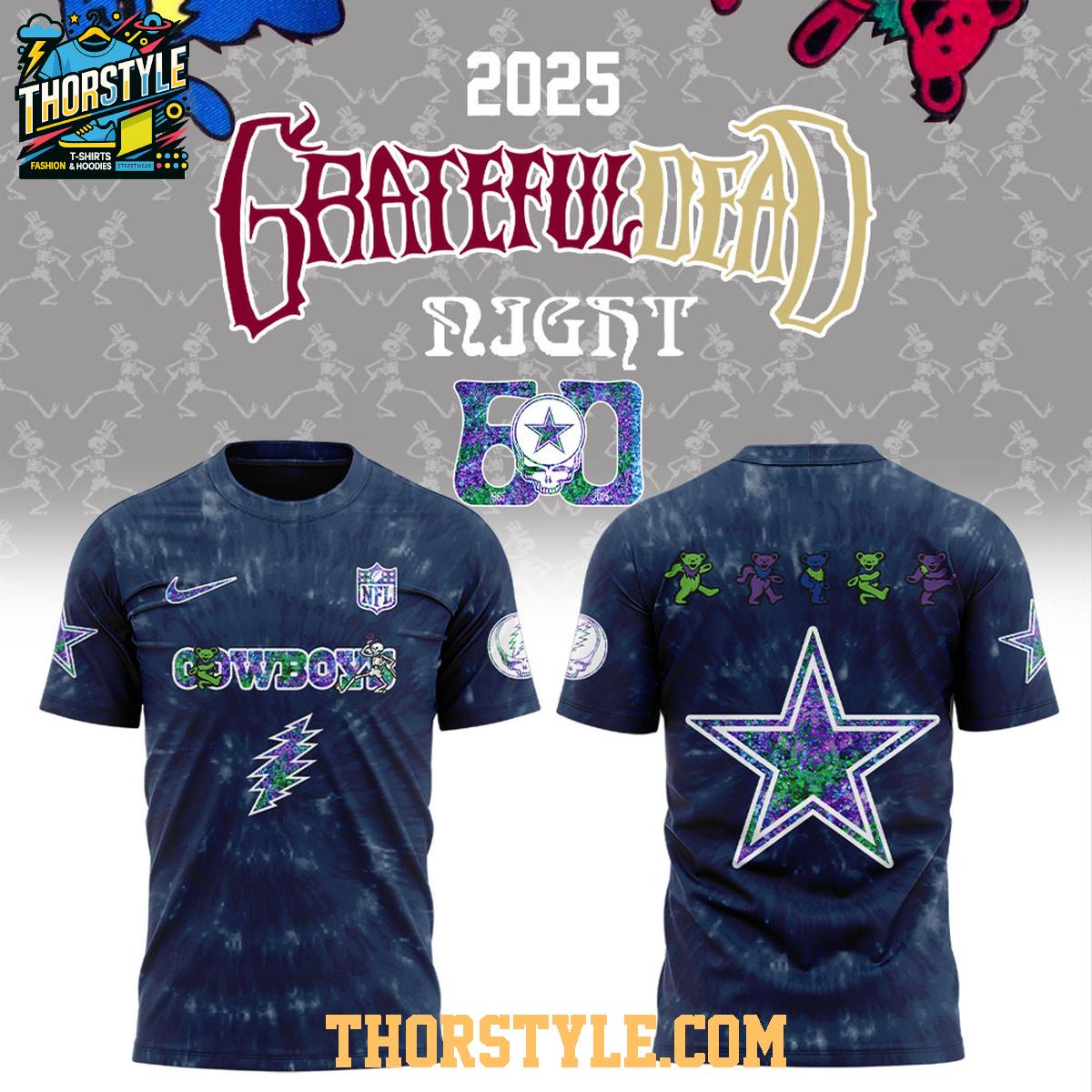 Dallas Cowboys NFL Grateful Dead Grateful 60 Years 2025 Hoodie T-Shirt Dallas Cowboys NFL Grateful Dead Grateful 60 Years 2025 Hoodie T-Shirt