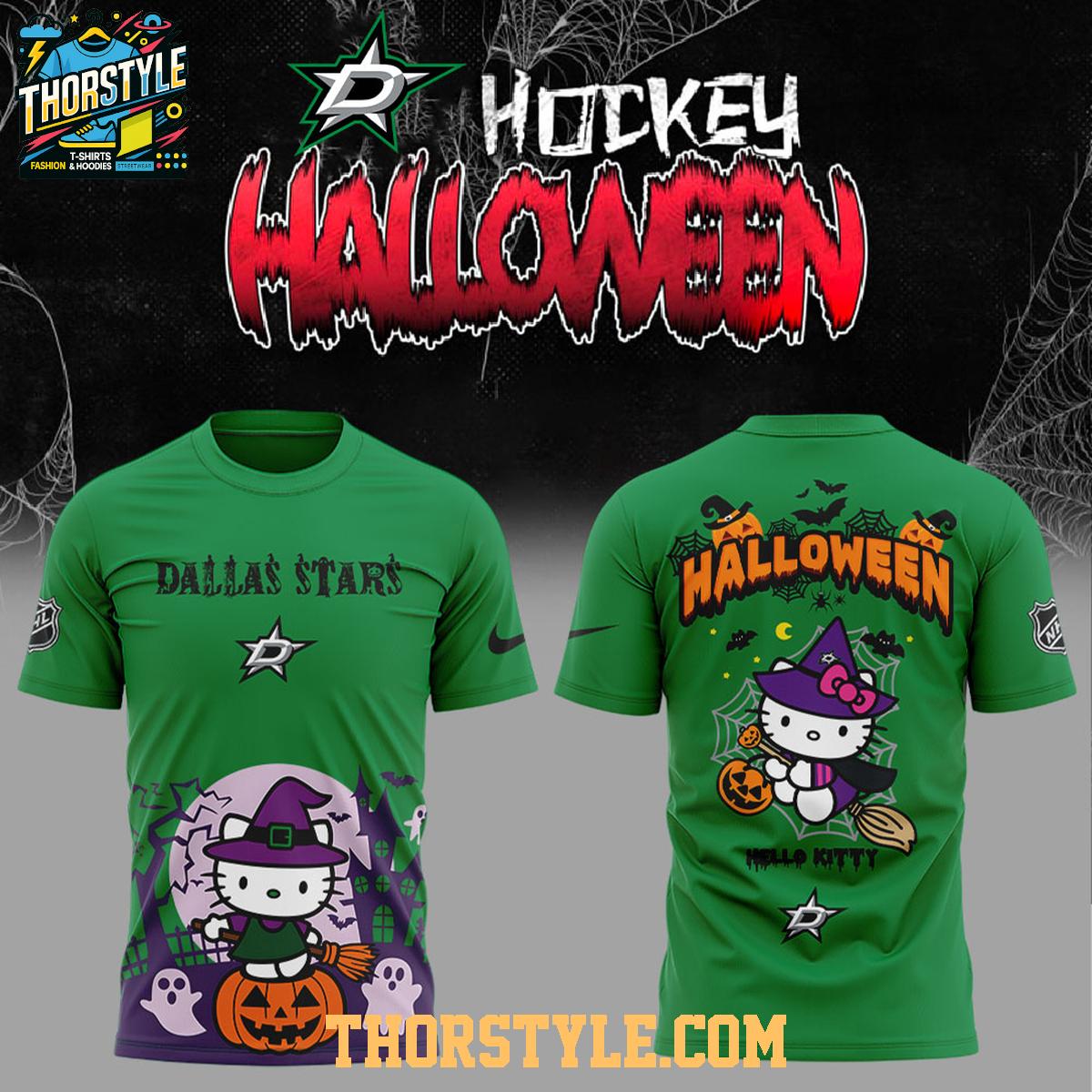 Dallas Stars Hello Kitty Happy Halloween 2025 Spooky Time Hoodie T-Shirt Dallas Stars Hello Kitty Happy Halloween 2025 Spooky Time Hoodie T-Shirt