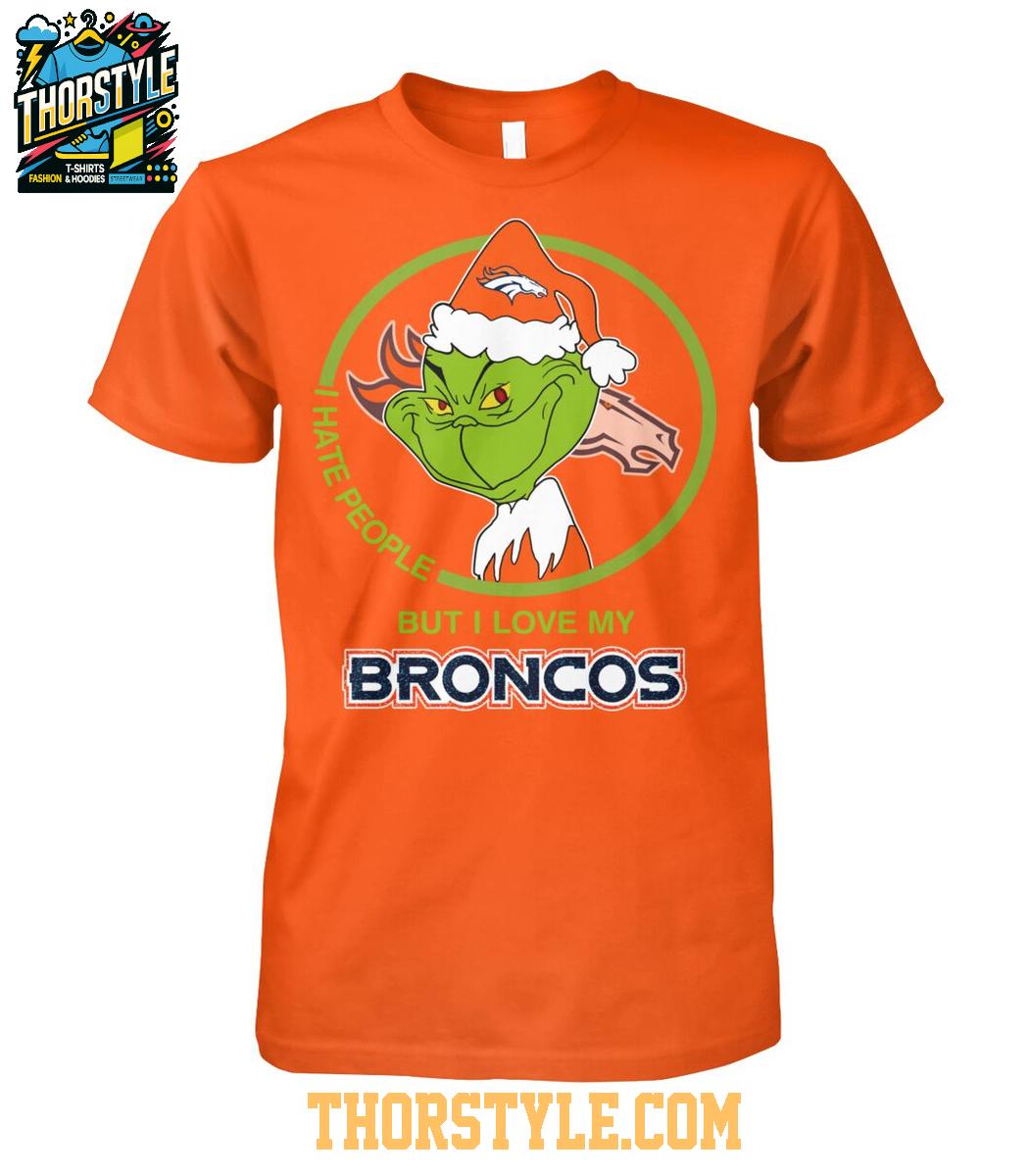 Denver Broncos Grinch Hates People But Loves Football Xmas 2025 T-Shirt Denver Broncos Grinch Hates People But Loves Football Xmas 2025 T-Shirt
