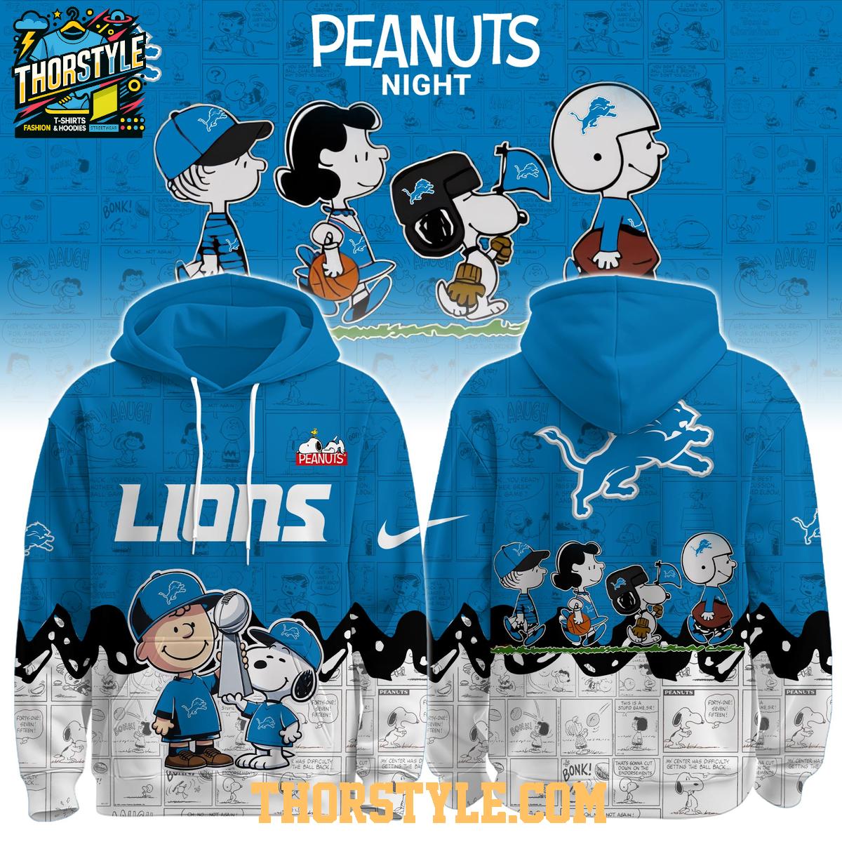 Detroit Lions Peanuts & Snoopy Charlie Browns Winter 2025 Hoodie T-Shirt Detroit Lions Peanuts & Snoopy Charlie Browns Winter 2025 Hoodie T-Shirt