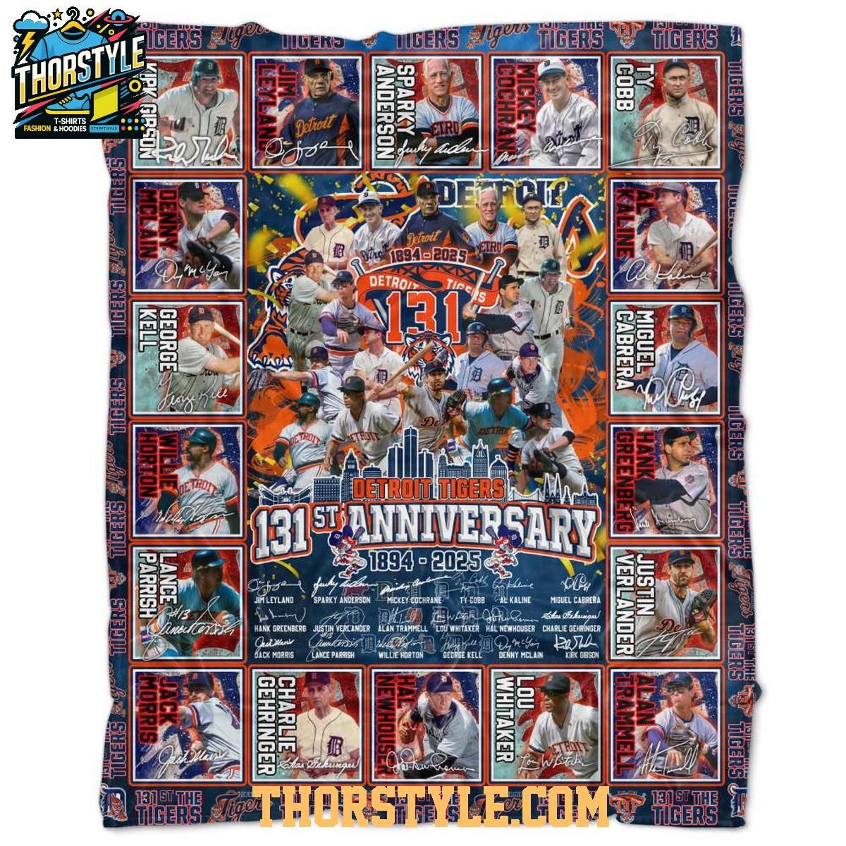 Detroit Tigers 131st Anniversary 1883-2025 Fleece Blanket Quilt Detroit Tigers 131st Anniversary 1883-2025 Fleece Blanket Quilt
