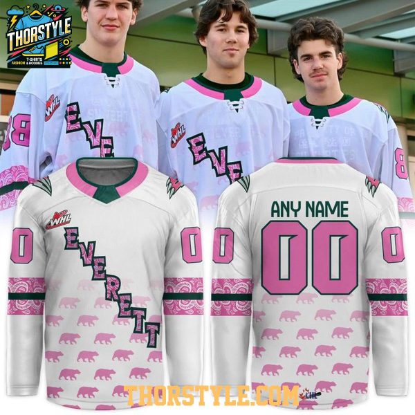Everett Silvertips 2025 Cancer Awareness Personalized Hockey Jersey