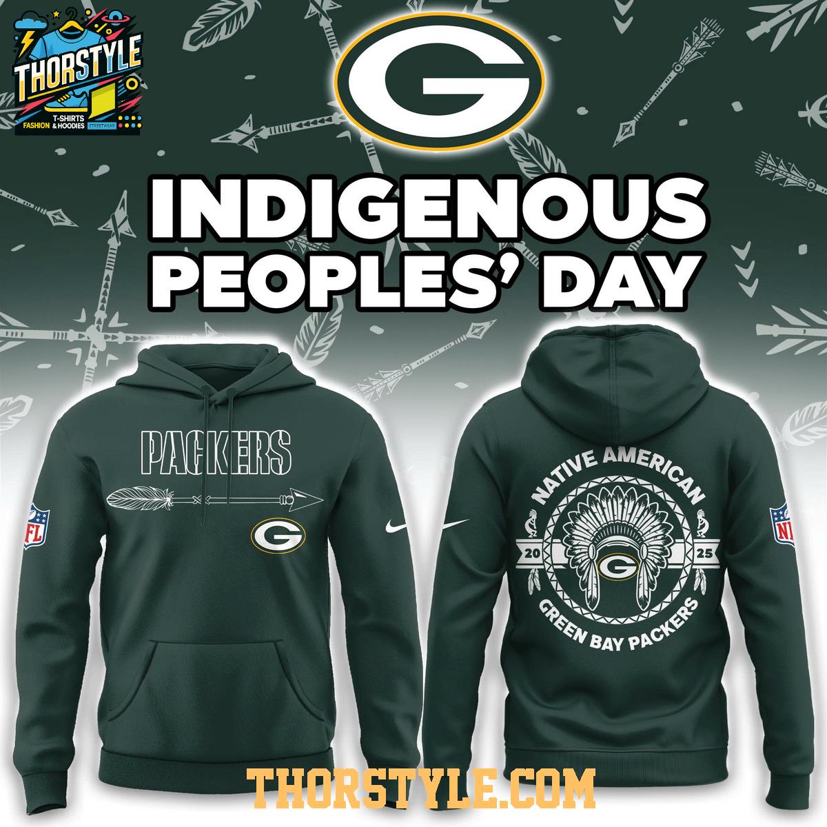 Green Bay Packers Native American Indigenous People’s Day 2025 Hoodie T-Shirt Green Bay Packers Native American Indigenous People’s Day 2025 Hoodie T-Shirt