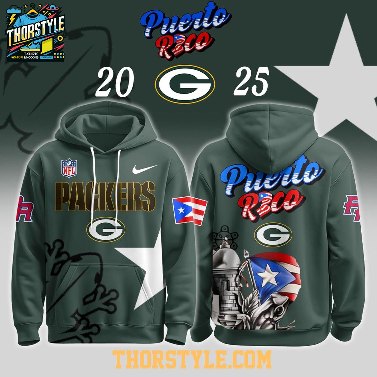 Green Bay Packers Puerto Rico Heritage NFL Halftime Show 2025 Hoodie Shirts Green Bay Packers Puerto Rico Heritage NFL Halftime Show 2025 Hoodie Shirts