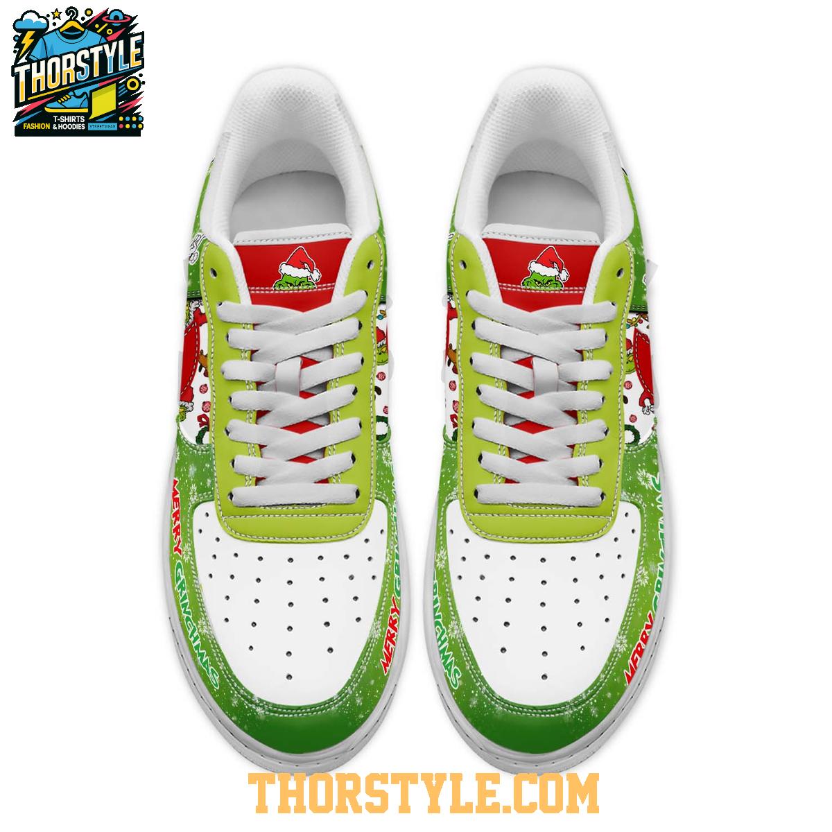 Grinch Steals Our Christmas Again 2025 Personalized Air Force 1 Shoes Grinch Steals Our Christmas Again 2025 Personalized Air Force 1 Shoes