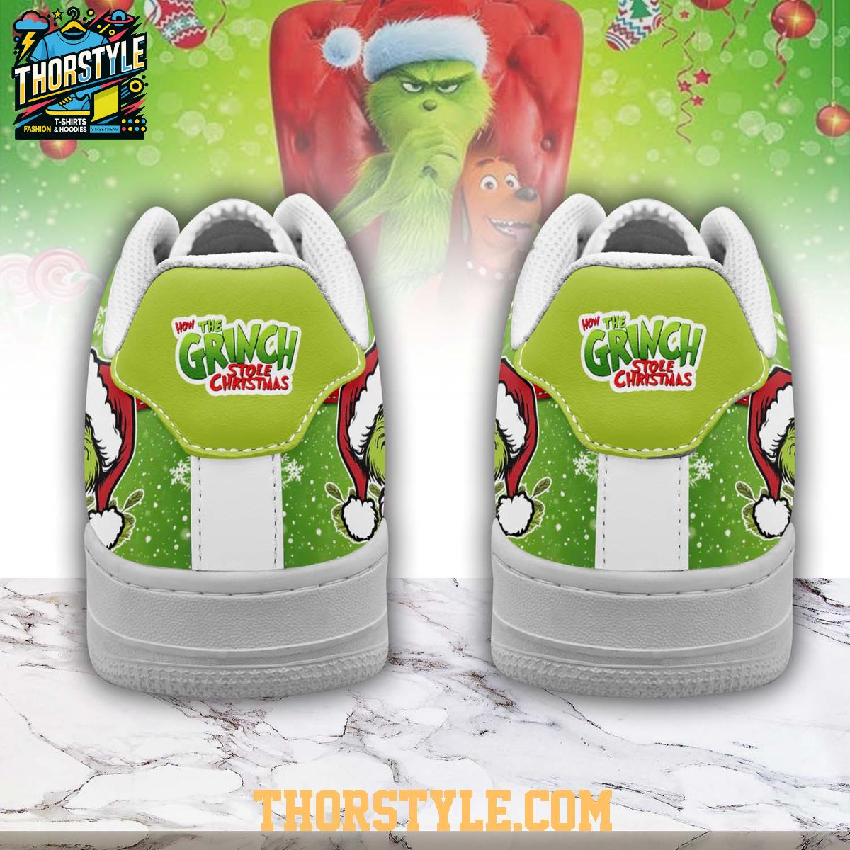 Grinch Steals Our Christmas Again 2025 Personalized Air Force 1 Shoes Grinch Steals Our Christmas Again 2025 Personalized Air Force 1 Shoes
