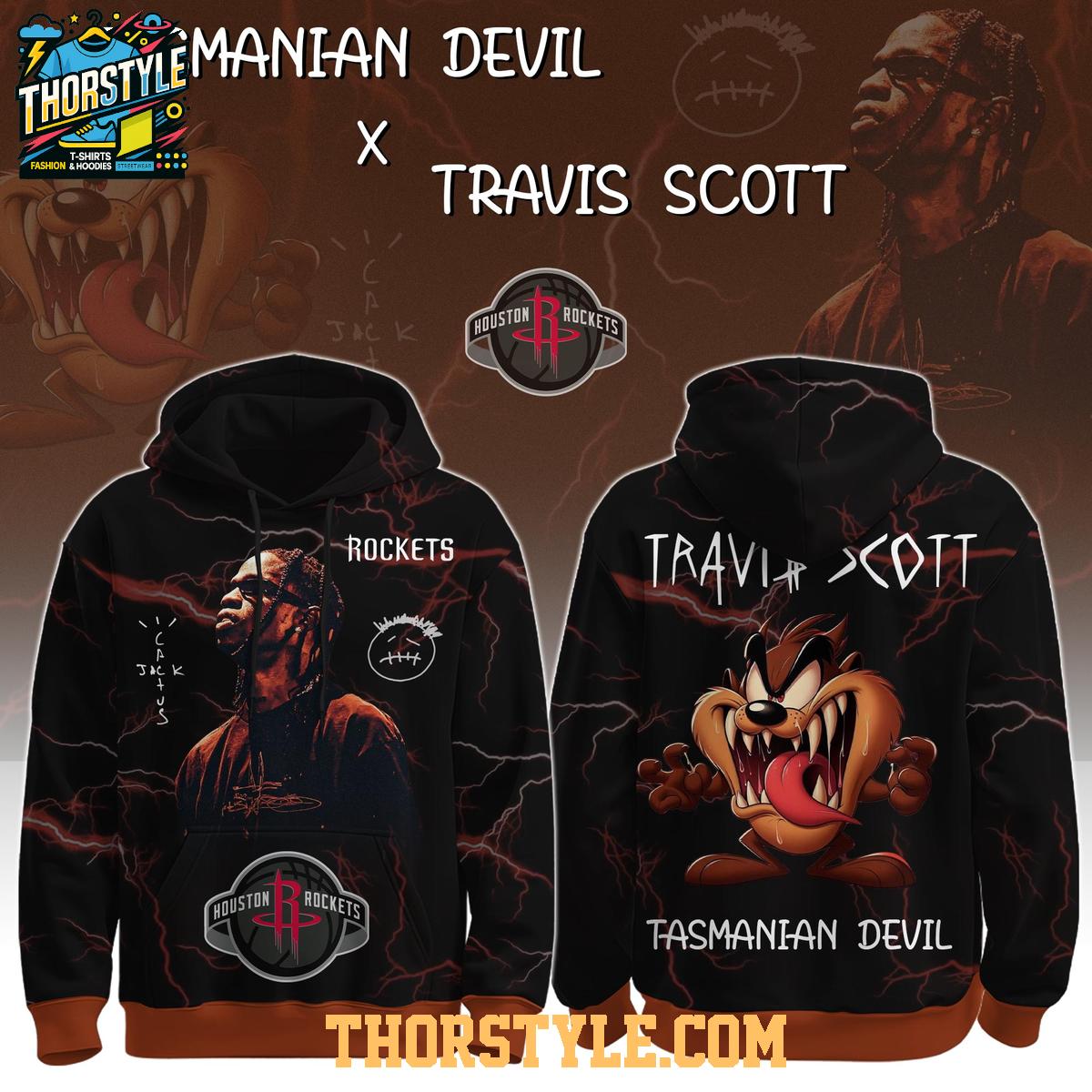 Houston Rockets Travis Scott Tasmanian Devil Colab 2025 Hoodie T-Shirt Houston Rockets Travis Scott Tasmanian Devil Colab 2025 Hoodie T-Shirt