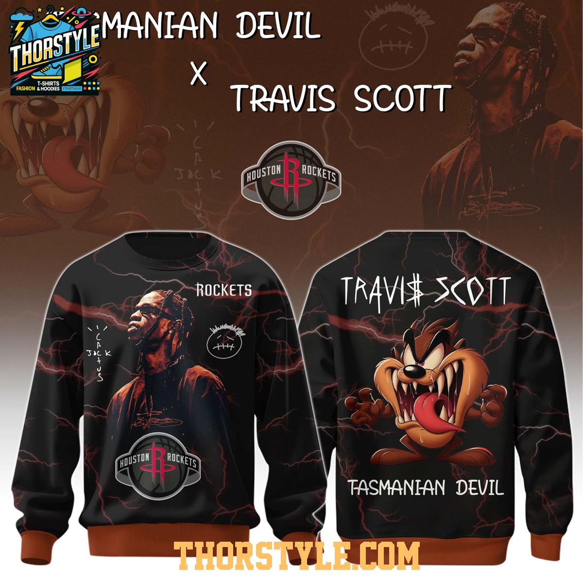 Houston Rockets Travis Scott Tasmanian Devil Colab 2025 Hoodie T-Shirt Houston Rockets Travis Scott Tasmanian Devil Colab 2025 Hoodie T-Shirt
