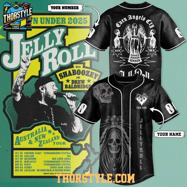 Jelly Roll The Down Under 2025 Tour Australia New Zealand Baseball Jersey Jelly Roll The Down Under 2025 Tour Australia New Zealand Baseball Jersey
