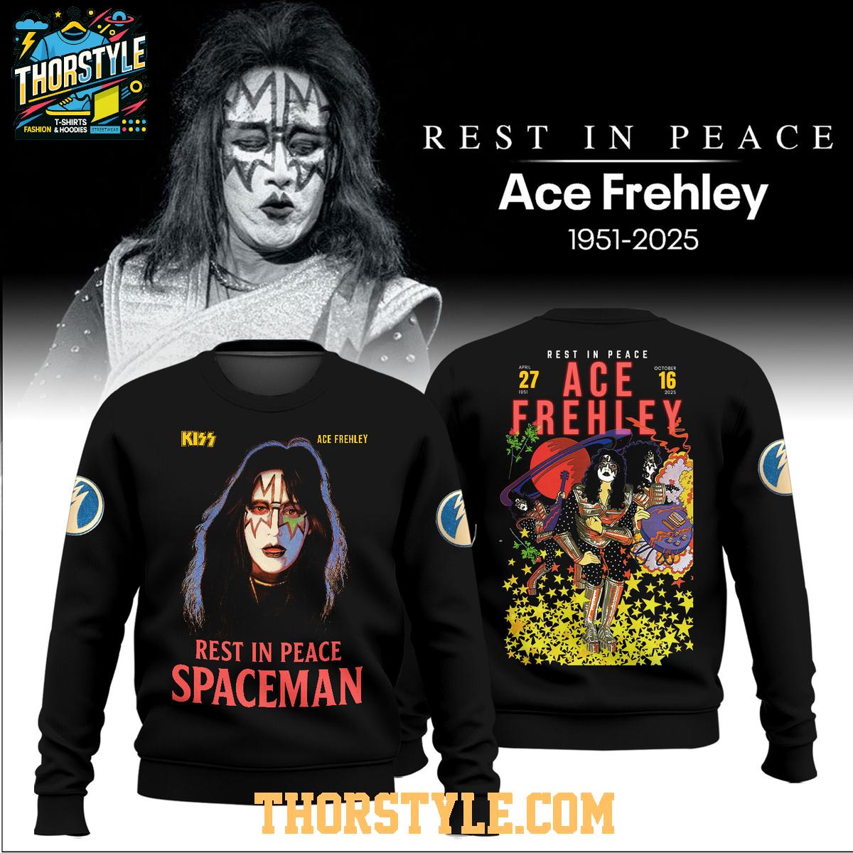 KISS Ace Frehley 2025 Rest In Peace Spaceman Founding Guitarist Hoodie T-Shirt KISS Ace Frehley 2025 Rest In Peace Spaceman Founding Guitarist Hoodie T-Shirt